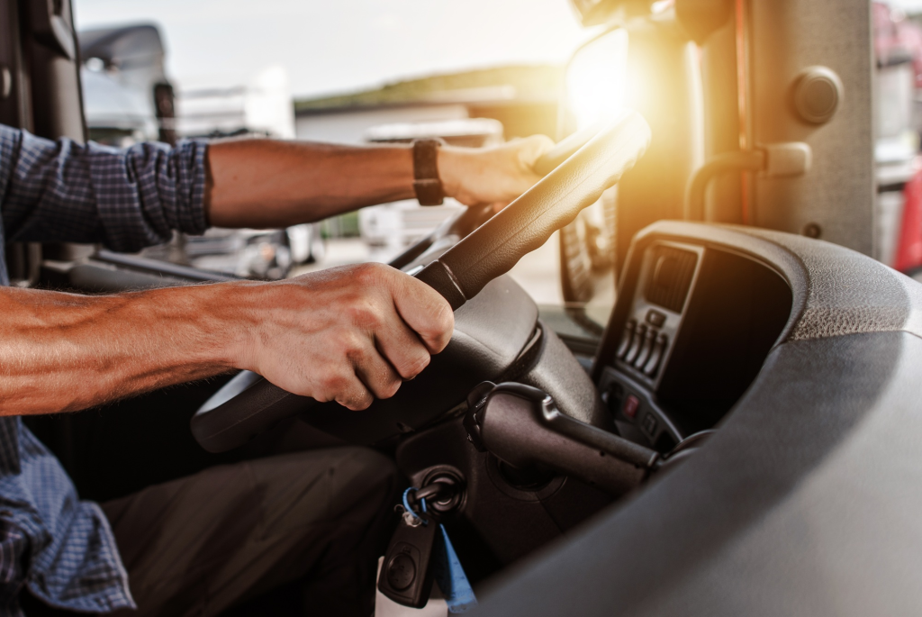 SACC Career Center CDL training student practicing truck driving behind the wheel